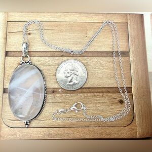 Rose Quartz .925 Sterling Silver Pendant with .925 Chain _ Hand-Crafted in USA!!